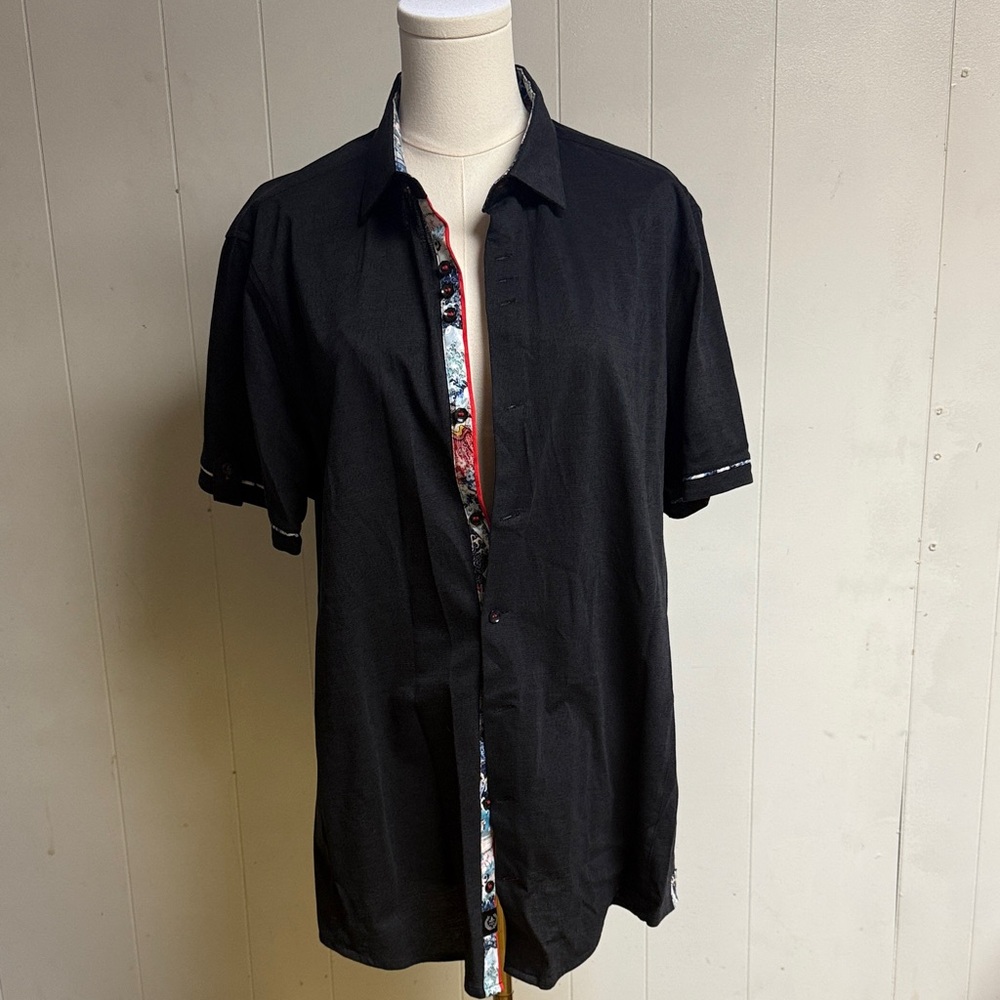 Elegant Black Short Sleeve Men's Shirt